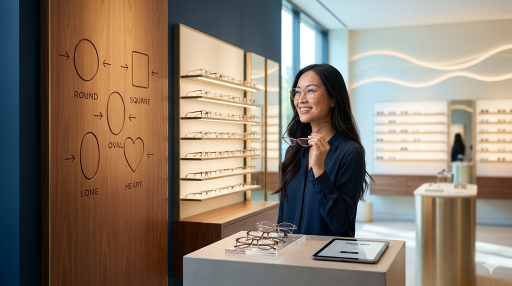 Legend Optical interactive face shape guide with frame finder quiz