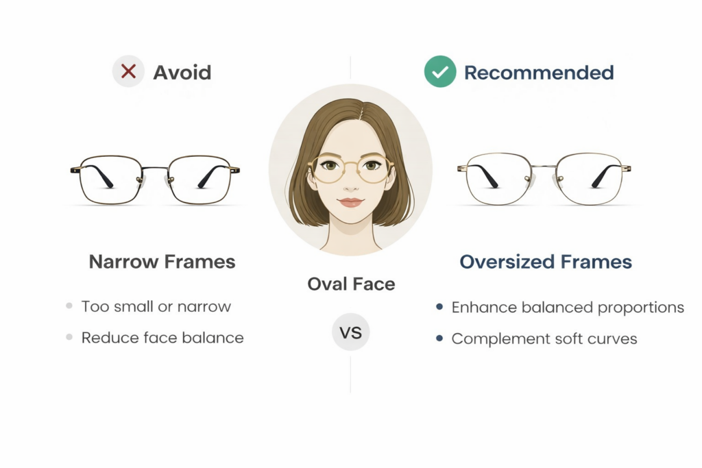 Versatile frame recommendations for oval faces